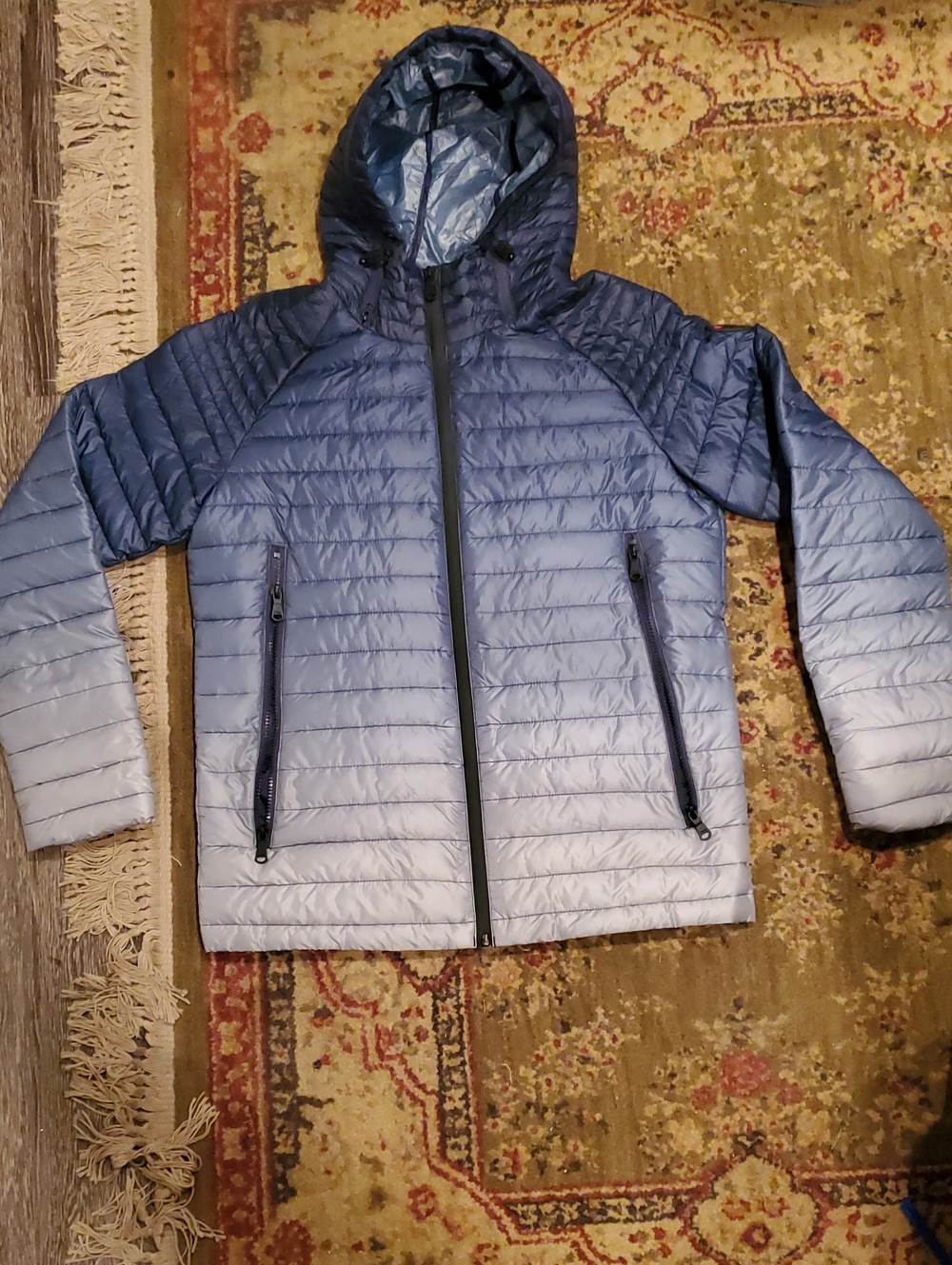 Spyder Men's Hooded Lightweight Quilted Jacket - Blue Gradient